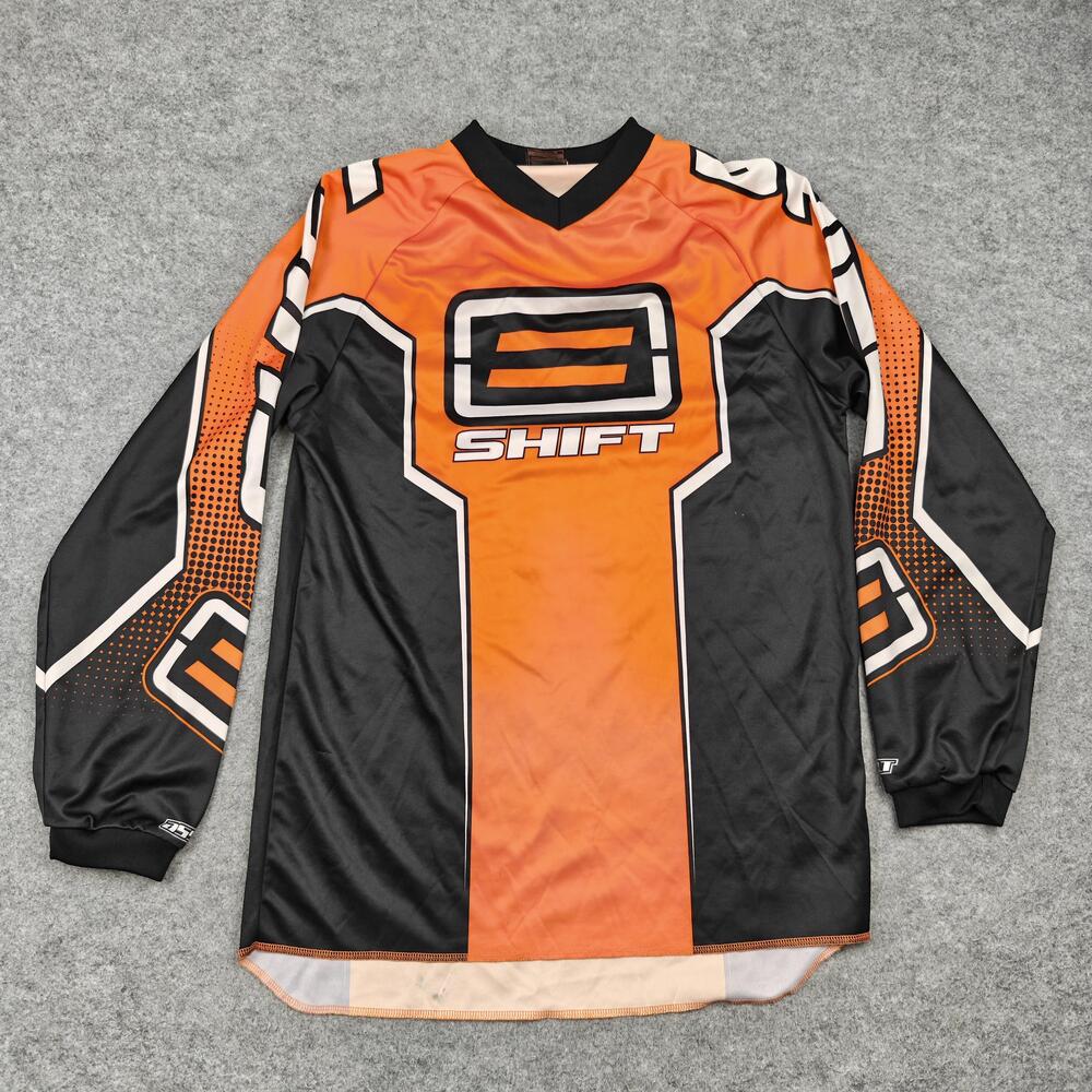 Shift Shirt Mens Small Orange Jersey Long Sleeve V-Neck Motocross Racing